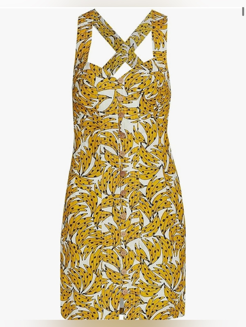 FARM Rio White Spotted Bananas Mini Linen Dress